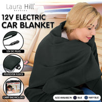 Laura Hill Heated Electric Car Blanket 150x110cm 12v - Black Kings Warehouse