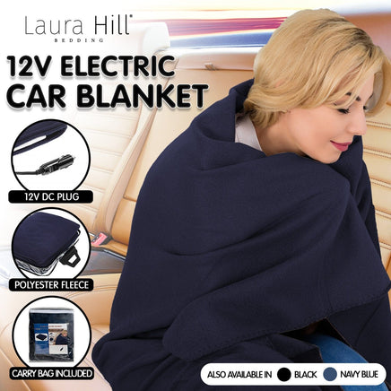 Laura Hill Heated Electric Car Blanket 150x110cm 12v - Blue Kings Warehouse
