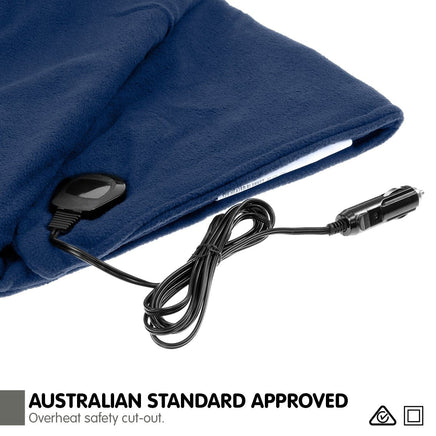 Laura Hill Heated Electric Car Blanket 150x110cm 12v - Navy Blue Kings Warehouse