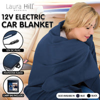Laura Hill Heated Electric Car Blanket 150x110cm 12v - Navy Blue Kings Warehouse