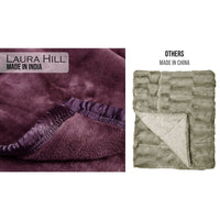 Laura Hill Mink Blanket Throw Purple Double Sided Queen Size Soft Plush Bed Faux Rug Kings Warehouse