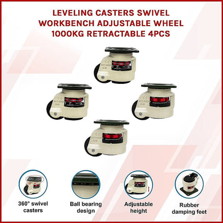 Leveling Casters Swivel Workbench Adjustable Wheel 1000KG Retractable 4PCS Tools Kings Warehouse