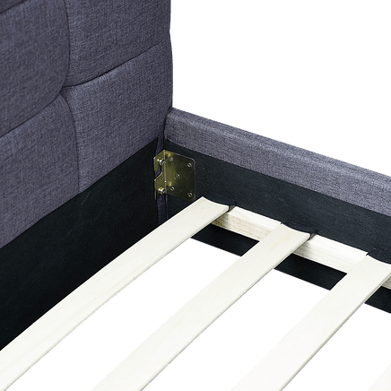 Linen Fabric Double Deluxe Bed Frame Grey Kings Warehouse