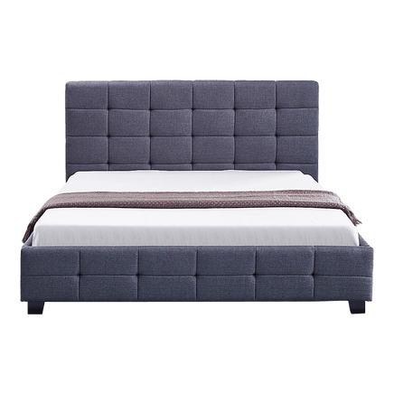 Linen Fabric Double Deluxe Bed Frame Grey Kings Warehouse