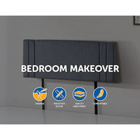 Linen Fabric Queen Bed Deluxe Headboard Bedhead - Grey Furniture Kings Warehouse