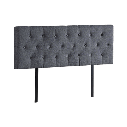 Linen Fabric Queen Bed Deluxe Headboard Bedhead - Grey Furniture Kings Warehouse