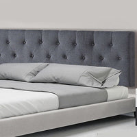 Linen Fabric Queen Bed Deluxe Headboard Bedhead - Grey Furniture Kings Warehouse