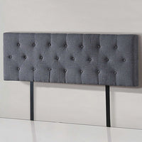 Linen Fabric Queen Bed Deluxe Headboard Bedhead - Grey Furniture Kings Warehouse