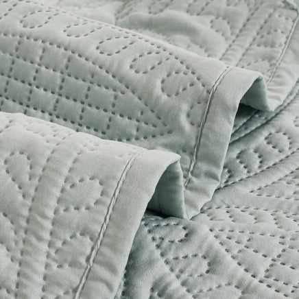 Lisbon Quilted Embossed Coverlet Set (3Pcs) - Sage - Double/Queen Home & Garden Kings Warehouse