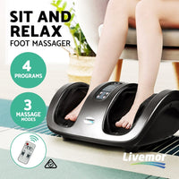 Livemor Foot Massager Shiatsu Massagers Electric Roller Kneading Calf Leg Grey Furniture Kings Warehouse