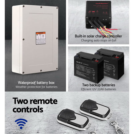 Lockmaster Single Swing Gate Opener 600KG 40W Solar Panel Home & Garden Kings Warehouse