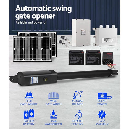 Lockmaster Single Swing Gate Opener 600KG 40W Solar Panel Home & Garden Kings Warehouse