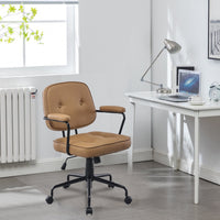 Louise Black Frame Faux Leather Home Office Chair in Brown Furniture Kings Warehouse