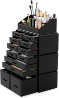 Makeup Cosmetic Organizer Storage with 12 Drawers Display Boxes (Black) Kings Warehouse