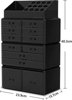 Makeup Cosmetic Organizer Storage with 12 Drawers Display Boxes (Black) Kings Warehouse