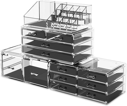 Makeup Cosmetic Organizer Storage with 12 Drawers Display Boxes (Clear) Kings Warehouse