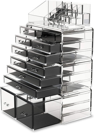 Makeup Cosmetic Organizer Storage with 12 Drawers Display Boxes (Clear) Kings Warehouse