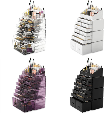 Makeup Cosmetic Organizer Storage with 12 Drawers Display Boxes (White) Kings Warehouse