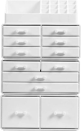 Makeup Cosmetic Organizer Storage with 12 Drawers Display Boxes (White) Kings Warehouse