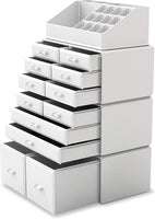 Makeup Cosmetic Organizer Storage with 12 Drawers Display Boxes (White) Kings Warehouse