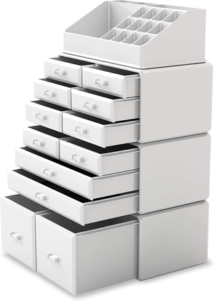 Makeup Cosmetic Organizer Storage with 12 Drawers Display Boxes (White) Kings Warehouse