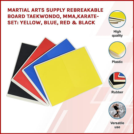 Martial Arts Supply Rebreakable Board Taekwondo, MMA, Karate-Set: Yellow, Blue, Red & Black Sports & Fitness Kings Warehouse