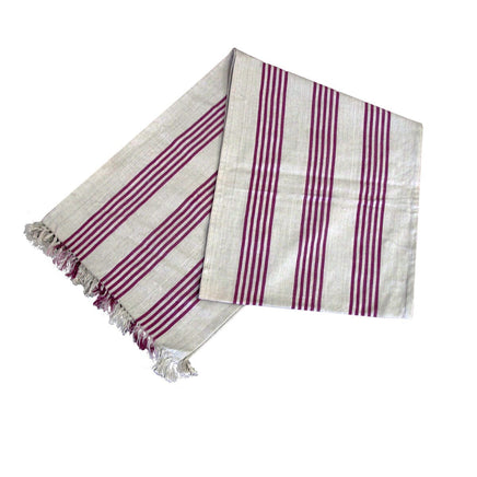 Mason Grey Purple Fringe Cotton Table Runner 33 x 180 cm Home & Garden Kings Warehouse