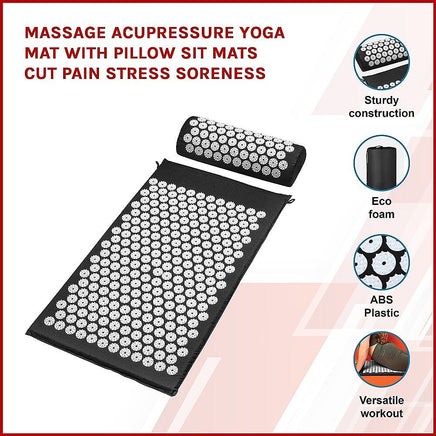 Massage Acupressure Yoga Mat With Pillow Sit Mats Cut Pain Stress Soreness Kings Warehouse