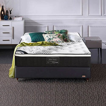Mattress Euro Top Queen Size Pocket Spring Coil with Knitted Fabric Medium Firm 33cm Thick Furniture Kings Warehouse
