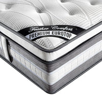 Mattress Euro Top Queen Size Pocket Spring Coil with Knitted Fabric Medium Firm 34cm Thick Furniture Kings Warehouse