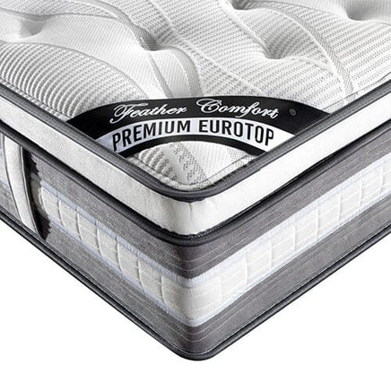 Mattress Euro Top Queen Size Pocket Spring Coil with Knitted Fabric Medium Firm 34cm Thick Furniture Kings Warehouse