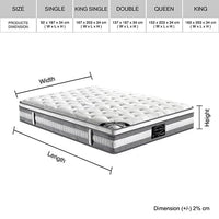 Mattress Euro Top Single Size Pocket Spring Coil with Knitted Fabric Medium Firm 34cm Thick Furniture Kings Warehouse