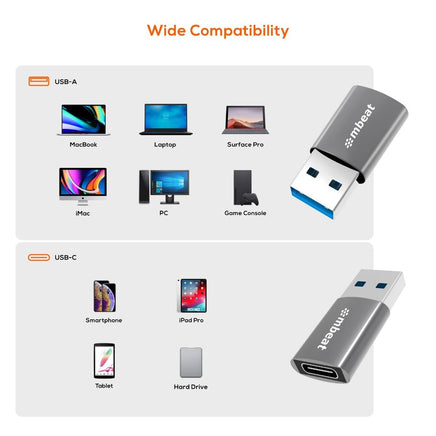 mbeat Elite USB 3.0 (Male) to USB-C (Female) Adapter - Space Grey Electronics Kings Warehouse
