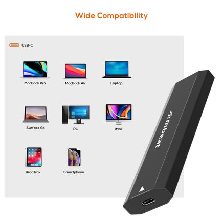 mbeat Elite USB-C to M.2 SSD Enclosure (M-Key, B+M Key) - Matte Black Electronics Kings Warehouse