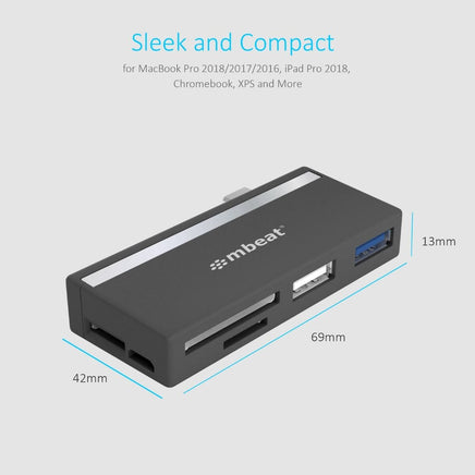 mbeat Essential 5-In-1 USB- C Hub ( USB hub 2.0, 3.0, SD/TF card reader ) Afterpay Day: Trending Tech Kings Warehouse