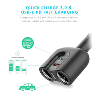 mbeat Gorilla Power Dual Port USB-C & QC 3.0 Car Charger Electronics Kings Warehouse