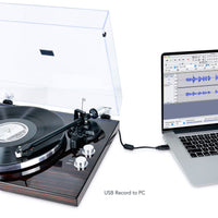 mbeat Hi-Fi Bluetooth Turntable (MMC, USB, Anti-skating, Preamplifier) - Macassar Ebony Audio & Video Kings Warehouse