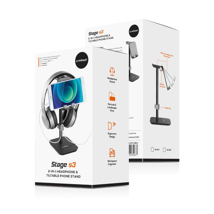 mbeat Stage S3 2-in-1 Headphone and Tiltable Phone Holder Stand Audio & Video Kings Warehouse
