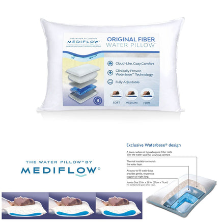 Mediflow Adjustable Waterbase Water Neck Pain Reduction Standard Pillow 51 x 71 cm Home & Garden Kings Warehouse