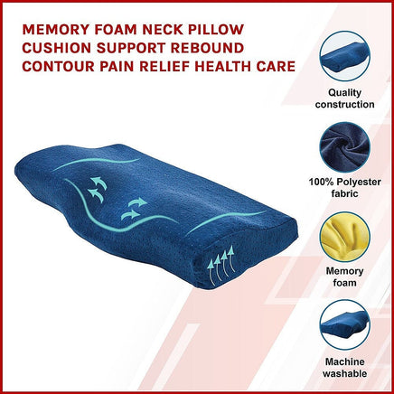 Memory Foam Neck Pillow Cushion Support Rebound Contour Pain Relief Health Care Home & Garden Kings Warehouse