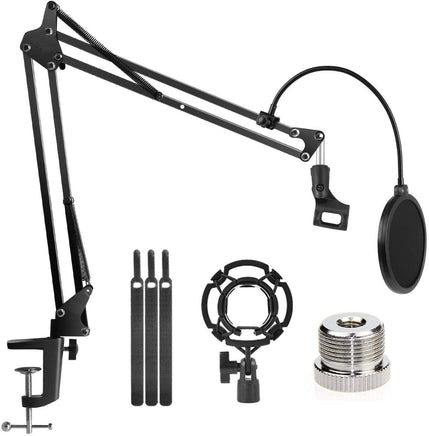 Microphone Radio Broadcasting Stand with 3/8"to 5/8" Screw Adapter and Windscreen Pop Filter Kings Warehouse