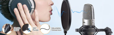 Microphone Radio Broadcasting Stand with 3/8"to 5/8" Screw Adapter and Windscreen Pop Filter Kings Warehouse