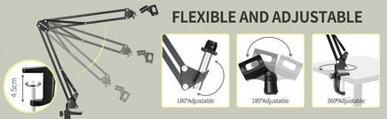 Microphone Radio Broadcasting Stand with 3/8"to 5/8" Screw Adapter and Windscreen Pop Filter Kings Warehouse