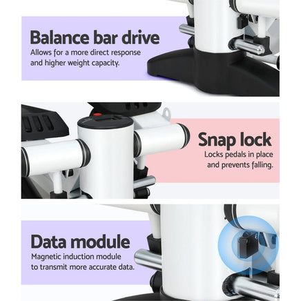 Mini Stepper with Resistance Rope Aerobic Trainer 150KG White Sports & Fitness Kings Warehouse