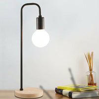 Modern Table lamp Desk Light Timber Base Bedside Bedroom Black KingsWarehouse