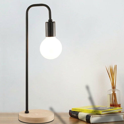 Modern Table lamp Desk Light Timber Base Bedside Bedroom Black KingsWarehouse