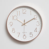 Modern Wall Clock Silent Non-Ticking Quartz Battery Operated Rose Gold Kings Warehouse