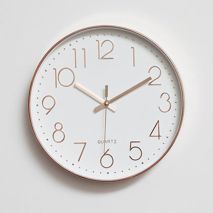 Modern Wall Clock Silent Non-Ticking Quartz Battery Operated Rose Gold Kings Warehouse