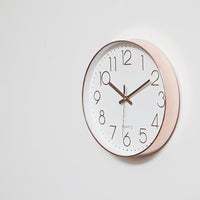 Modern Wall Clock Silent Non-Ticking Quartz Battery Operated Rose Gold Kings Warehouse