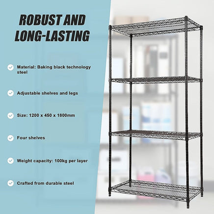 Modular Wire Storage Shelf 1200 x 450 x 1800mm Steel Shelving Furniture Kings Warehouse